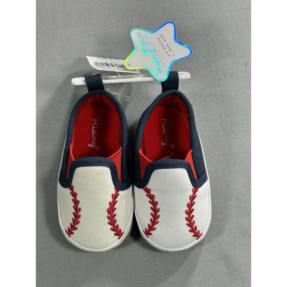 New Rising Star Baseball Baby Shoes 6-9 Month‎ Right Shoe Has Yellowed From Sun